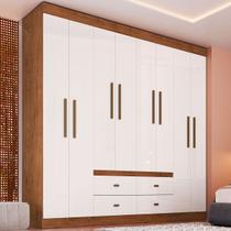 Guarda Roupa de Casal Las Vegas 8 Portas 4 Gavetas Off White Nogueira - Doripel