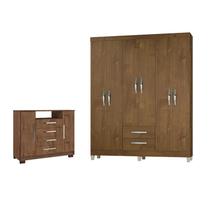 Guarda Roupa de Casal Modena e Cômoda Madri 2 Portas Malbec Incorplac Guarda Roupa de Casal Modena e Cômoda Madri 2 Portas Malbec Incorplac