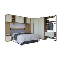 Guarda-Roupa de Casal Modulado Herval Viel, com Cabeceira Queen, em Off White Guarda-Roupa de Casal Modulado Herval Viel, com Cabeceira Queen, em Off White