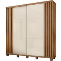 Guarda Roupa de Casal RV Móveis Monte Carlo 2 portas de correr 4 gavetas com pés Cinamomo OFF White