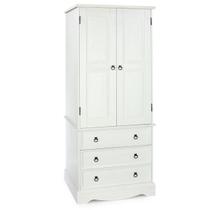 Guarda Roupa de Madeira com 2 portas e 3 gavetas na cor branco lavado