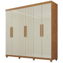 Guarda-Roupa de Solteiro 6 Portas 2 Gavetas Benfica Frison Cinamomo/Off