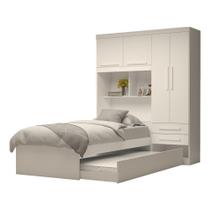 Guarda-Roupa De Solteiro Escócia 4 Portas com cama auxiliar 100% MDF Linhamobília