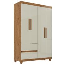 Guarda-Roupa de Solteiro Madri 4 Portas 2 Gavetas Cinamomo/Off
