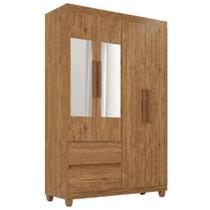 Guarda-Roupa de Solteiro Madri 4 Portas 2 Gavetas Com Espelho Cinamomo