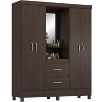 Guarda Roupa Demobile capelinha Lord 4 portas 2 gavetas com penteadeira espelho Café Touch 205