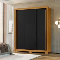 Guarda Roupa Deslizante 3 Portas 2 Gavetas 156cm Saint Preto/Carvalho Americano/Tx