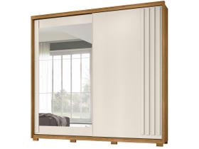 Guarda Roupa Dhara 242cm 2 Portas Freijó Off White com Espelho Moval