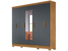 Guarda Roupa Diplomata 236cm 8 Portas Freijo Cinza com Espelho Moval