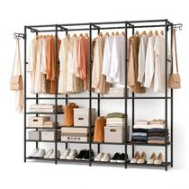 Guarda Roupa Dobrável 8 Prateleiras Cabide Duplo Tecido TNT Zíper 130x170cm