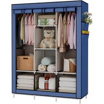 Guarda Roupa Dobrável Armario Desmontável Organizador Roupas 8 Divisorias 1,70x1,30m Azul Guarda Roupa Dobrável Armario Desmontável Organizador Roupas 8 Divisorias 1,70x1,30m Azul