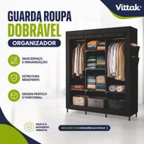 Guarda Roupa Dobrável Organizador de Roupa Armário e Cabideiro Grande Vittak Guarda Roupa Dobrável Organizador de Roupa Armário e Cabideiro Grande Vittak