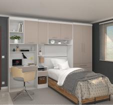 Guarda Roupa Dormitório Modulado Alpes Solteiro Bancada de Estudo - Roupeiro Luciane M05
