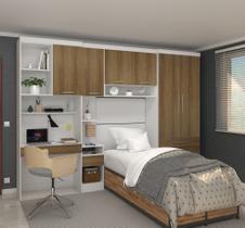 Guarda Roupa Dormitório Modulado Alpes Solteiro Bancada de Estudo - Roupeiro Luciane M05