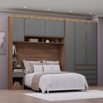 Guarda Roupa Dormitório Modulado Veneza Casal Queen 1,58 m Avelã e Cinza Supremo Luciane M02
