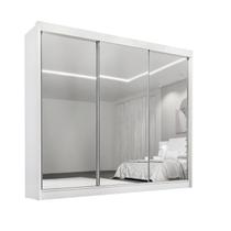 Guarda Roupa Dubai 3 Portas de Correr Espelhadas MDF Branco