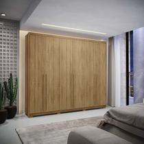 Guarda-Roupa Dubai Majestic 6 Portas 3 Gavetas com Maleiro interno Nature 100% MDF - Vila Rica