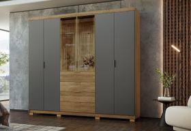 Guarda-Roupa Dubai Ouro 235cm MDF c/ Vidro Reflecta - Nature Alaca Vila Rica