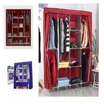 Guarda roupa duplo portatil cabideiro arara roupas 5 prateleiras armario dobravel organizador preto Guarda roupa duplo portatil cabideiro arara roupas 5 prateleiras armario dobravel organizador preto
