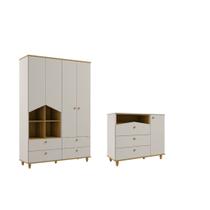 Guarda Roupa e Comoda Bebe Permobili Retro Casinha MDF Guarda Roupa e Comoda Bebe Permobili Retro Casinha MDF
