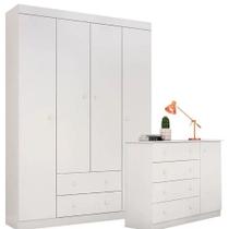 Guarda Roupa E Cômoda Infantil Branco Phoenix Baby