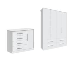 Guarda Roupa e Cômoda Infantil Moveis Peroba Charlo LS MDF