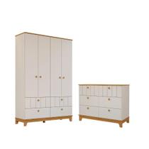 Guarda Roupa e cômoda Infantil Permobili Biscoito Retro MDF