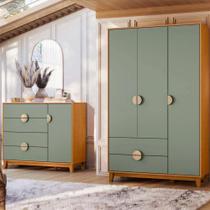 Guarda Roupa E Cômoda Ipê Cinamomo/sálvia - Móveis Albatroz Guarda Roupa E Cômoda Ipê Cinamomo/sálvia - Móveis Albatroz