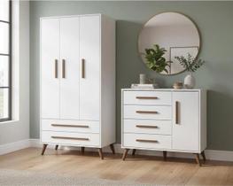 Guarda Roupa E Cômoda Kit Para Quarto Infanto Juvenil Branco Acetinado Guarda Roupa E Cômoda Kit Para Quarto Infanto Juvenil Branco Acetinado