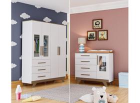Guarda Roupa e cômoda retrô Moveis Peroba 04 portas MDF