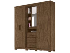Guarda Roupa Eldorado 195cm 5 Portas Castanho Wood com Espelho Moval