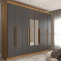 Guarda-Roupa Ele e Ela 8 Portas 4 Gavetas com Espelho Chumbo/Cinamomo - Panorama Móveis Guarda-Roupa Ele e Ela 8 Portas 4 Gavetas com Espelho Chumbo/Cinamomo - Panorama Móveis