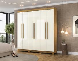 Guarda Roupa Elegance 218cm 2 Gavetas Internas - Nature/Champanhe Vila Rica Guarda Roupa Elegance 218cm 2 Gavetas Internas - Nature/Champanhe Vila Rica