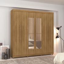 Guarda-Roupa Elegance 6 Portas Nature Com Espelho 8 Pés Madeira 225cm Altura 218cm