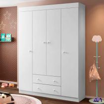 Guarda-Roupa Elisa em mdf 4 Portas e 2 Gavetas Branco - Phoenix Baby