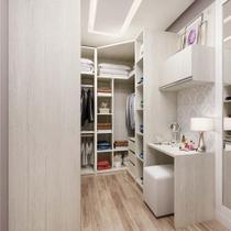 Guarda Roupa Em U 6 Peças, Escrivaninha E Basculante Crema