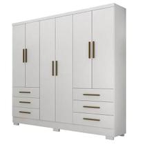 Guarda Roupa Encant Sem Espelho Casal 6 Portas 6 Gavetas Novo Horizonte Cor Branco