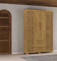Guarda Roupa Espanha 4 Portas e 3 Gavetas - Cor Nature / Brisa - Vila Rica