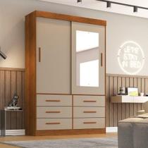 Guarda Roupa Espelho 2 Portas 6 Gavetas Sallêto Móveis