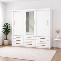 Guarda Roupa Espelho 3 Portas 9 Gavetas Imperium -Grand Line