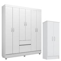 Guarda Roupa Flash 2 e Armário Multiuso Viena Branco Brilho - Demóbile