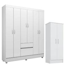 Guarda Roupa Flash 2 E Armário Multiuso Viena Branco Brilho - Demóbile