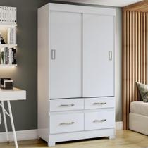 Guarda Roupa Flex 2 Portas de correr 4 gavetas - Branco/Rosa-Chá