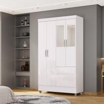 Guarda Roupa Flex Solteiro Abruzzo 4 Portas de Bater 2 com Espelhos 2 Gavetas Branco/Terracota G98 - Gran Belo