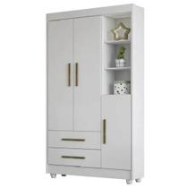 Guarda Roupa Flocos Infantil 3 Portas 2 Gavetas Tigus Cor Branco