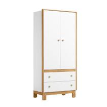 Guarda Roupa Flora 5055 2 Portas Dobráveis 2 Gavetas MDP Branco Acetinado Qmovi
