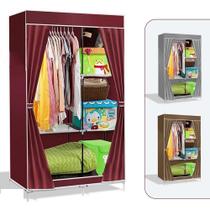 Guarda Roupa Grande 105Cm Cabideiro Arara Organizador Portatil Sapateira Dobravel Multiuso Praia