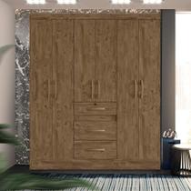 Guarda Roupa Grande 6 Portas 3 Gavetas Castanho Wood Iara Shop JM