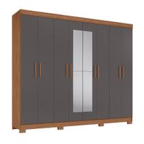 Guarda Roupa Grande Atenas 8 Portas 4 Gavetas com Espelhos Pes e corredica telescopica Santos Andira