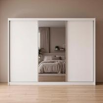 Guarda-Roupa Grande Casal 3 Portas de Correr com 1 Espelho e 6 Gavetas Vit Guarda-Roupa Grande Casal 3 Portas de Correr com 1 Espelho e 6 Gavetas Vit
